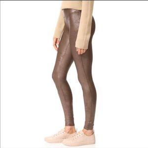 SPANX Faux Leather Bronze Metal Leggings